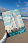 In Process Antique Boat Oil Painting