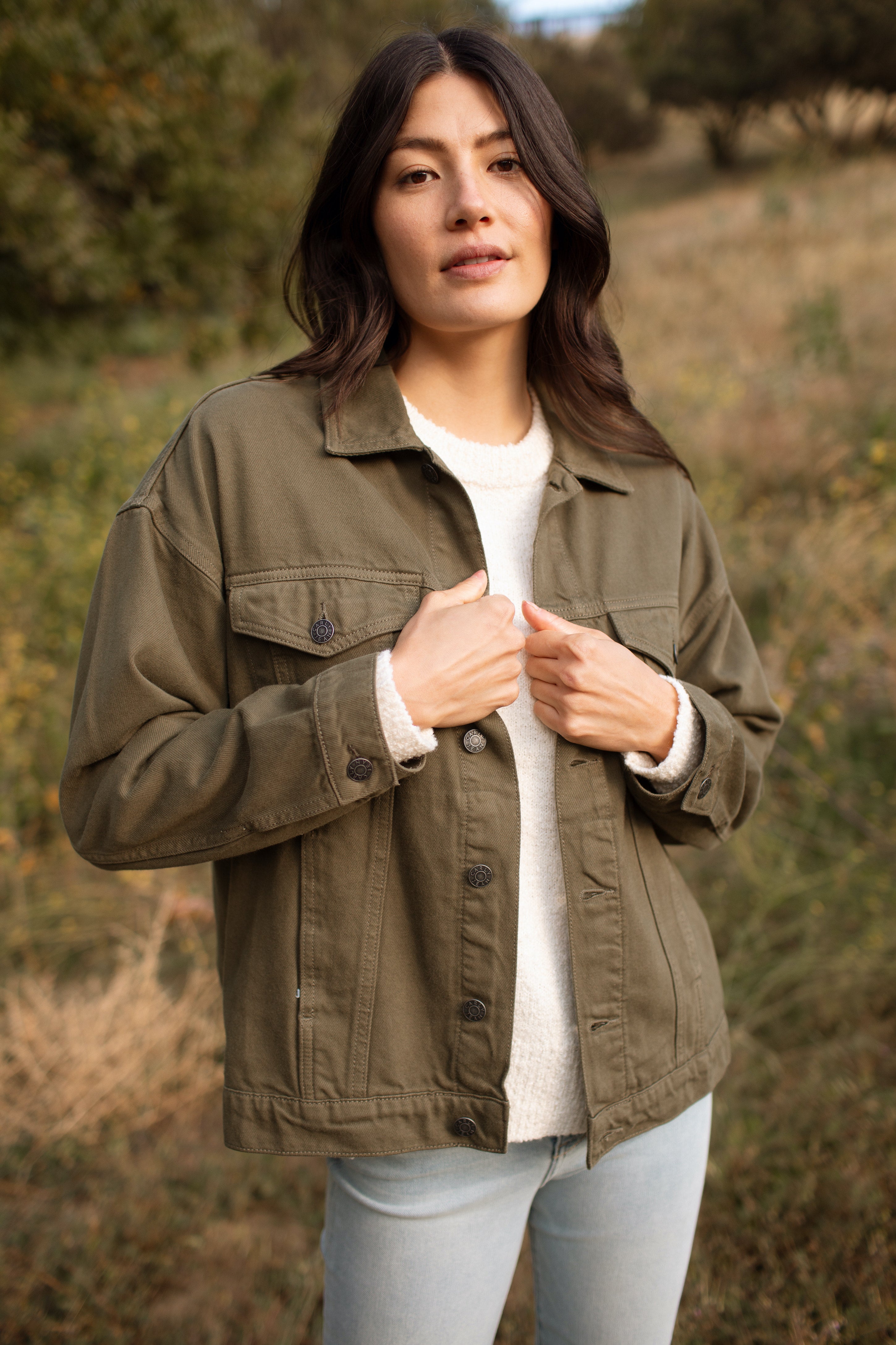 Khaki jean jacket womens shop