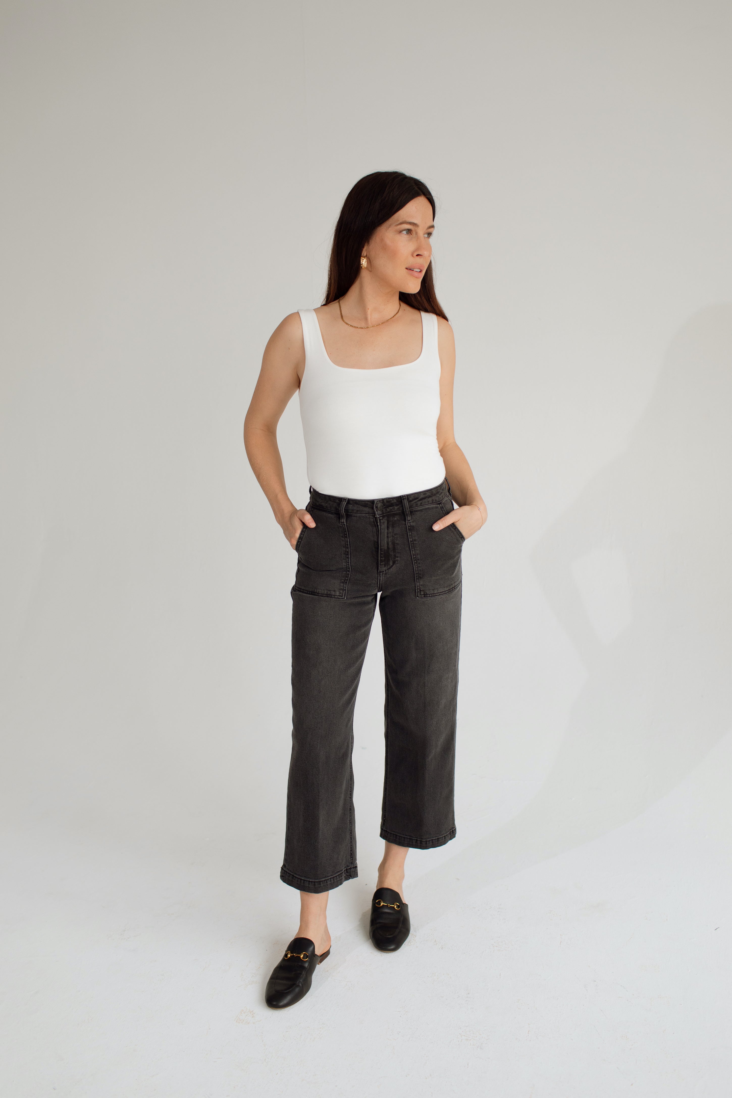 【SCENERITY】Cadil Wide Pants Women Caden Wide Leg Sulfur Misty Grey at AG Jeans Official