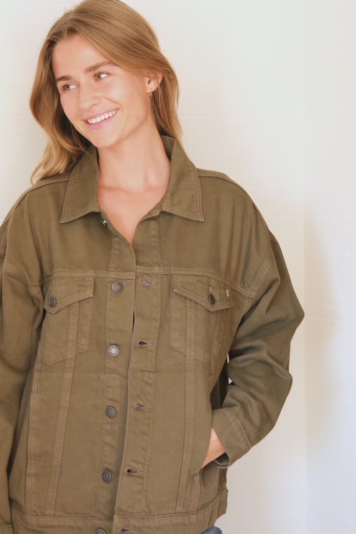 Hunter green jean jacket hot sale